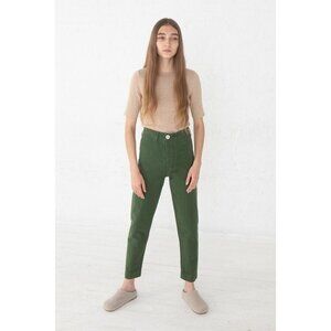 Jesse Kamm Women's Ranger Pant in Olive Green Size 4 Canvas Slim Tapered Leg